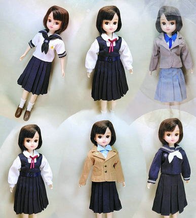 6分8分娃娃 licca丽佳高校校服 Blythe小布Azone可儿OB24心怡可穿
