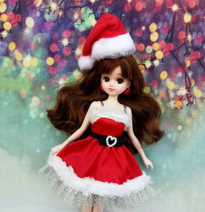 TAKARA TOMY LICCA丽佳娃娃衣服 连衣裙 公主裙 圣诞服装 帽子