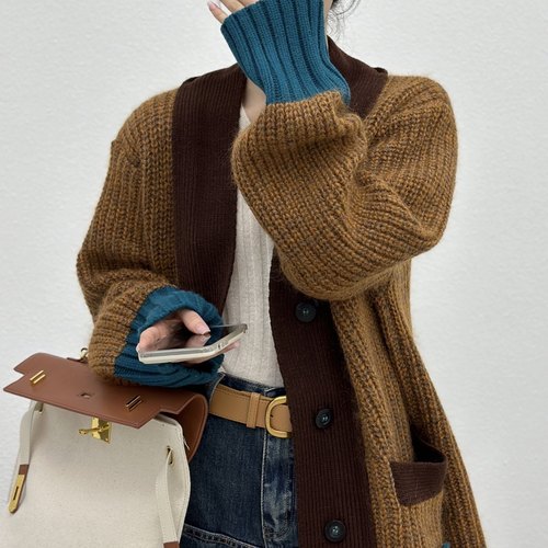 2025秋冬新款时尚高品质百搭慵懒羊毛针织外套女