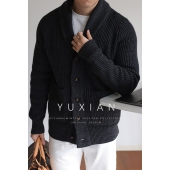 外套开衫 商务休闲男士 重磅坑条青果领复古美式 外套 巴素兰羊毛