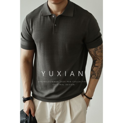 YUXIAN短袖复古天竺棉针织短袖