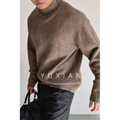 毛衫 YUXIAN仿牛绒老钱意式 蓬松保暖复古半高领针织长袖