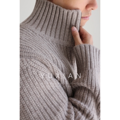 【重磅粗纺100%羊毛】高领毛衣