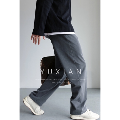 YUXIAN垂坠弹力抗皱西裤宽松长裤