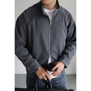 保暖秋冬季 YUXIAN美式 重磅斜纹哈灵顿夹克立领抗起球毛呢外套男士