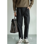 微锥直筒纯色男士 YUXIAN弹力抗皱棉混纺商务休闲九分长裤 修身 秋冬