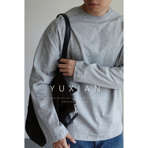 YUXIAN长袖日系宽松液氨长绒T恤