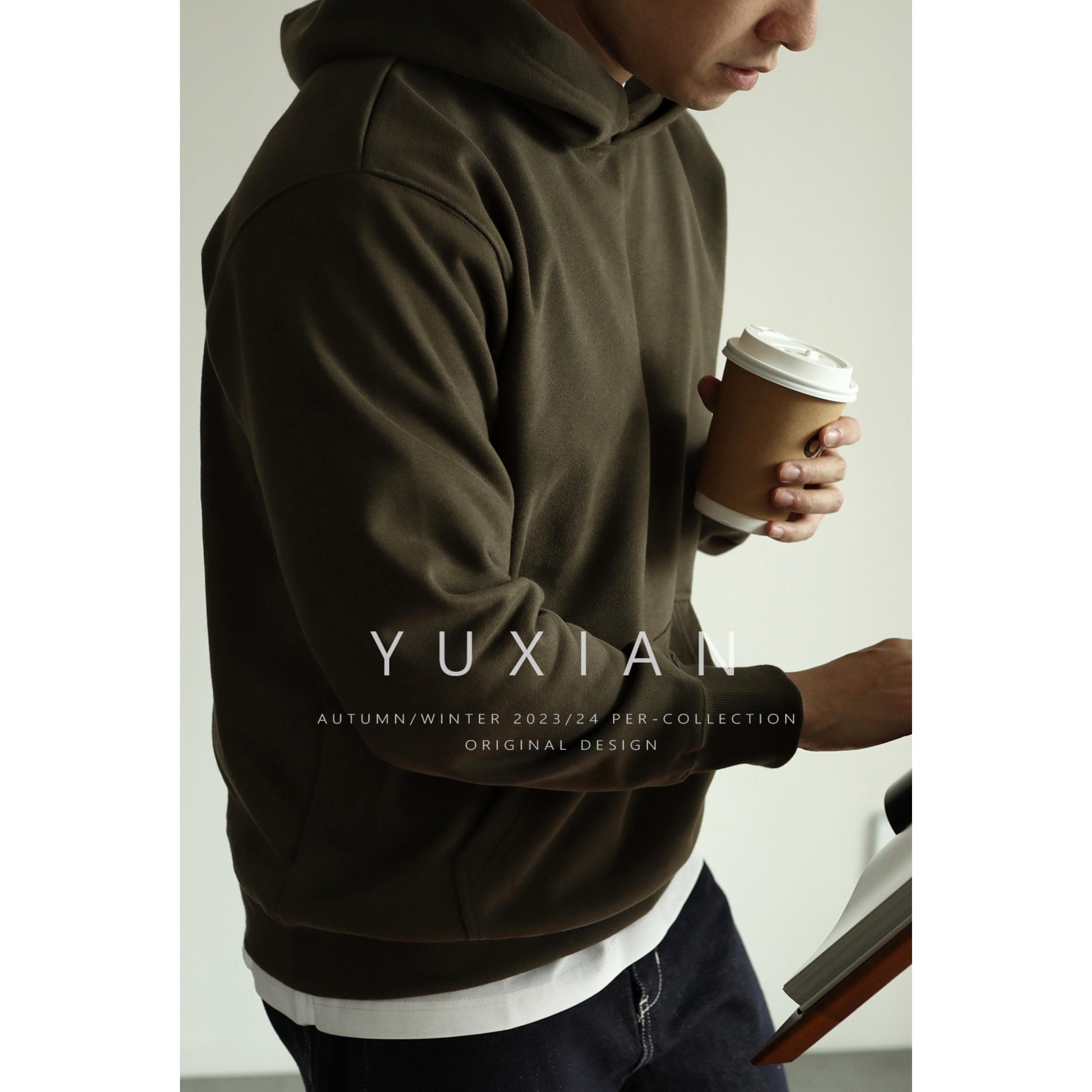 YUXIAN日系套头连帽卫衣