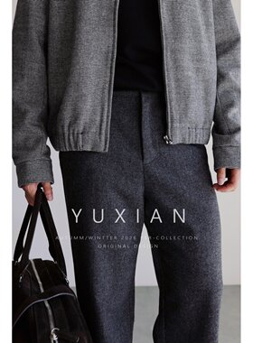 YUXIAN意式老钱直筒休闲商务西裤