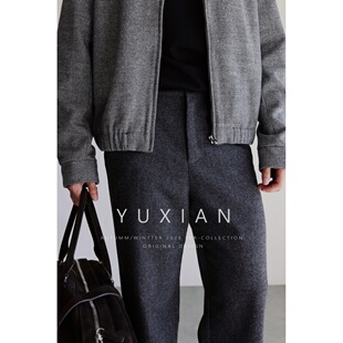 商务男西裤 老钱直筒休闲抗皱中腰长裤 意式 保暖秋冬 绵羊毛混纺