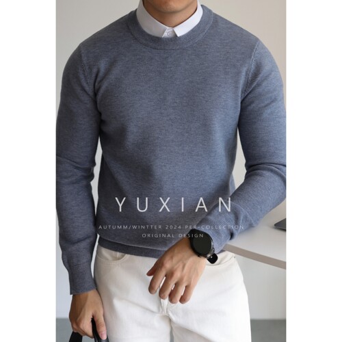 YUXIAN套头羊毛混纺圆领针织毛衣