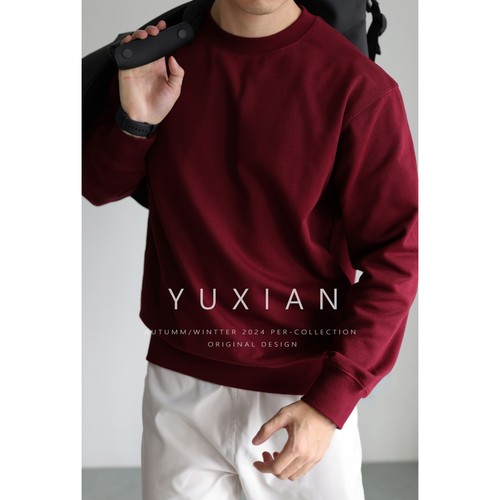 【安可拉红】双股重磅圣诞纯棉卫衣圆领纯色套头长袖保暖秋冬季