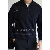 运动卫衣 男士 高端7A抗菌 春秋立领半拉链棉质含桑蚕丝弹力薄款