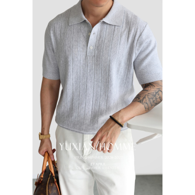 YUXIAN意式全棉Polo短袖男士春夏