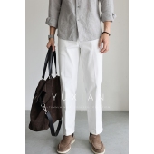 棉质透气弹力修身 四季 休闲商务西裤 YUXIAN意式 九分裤 直筒男士 款