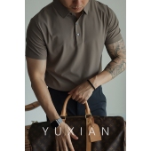 T恤翻领冰丝翻领男士 YUXIAN无痕凉感珠地POLO衫 短袖 休闲商务春夏