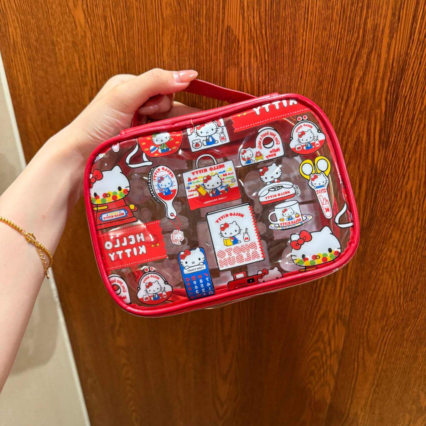 hello Kitty凯蒂猫防水化妆包大容量便携旅行手提PVC收纳包洗漱包