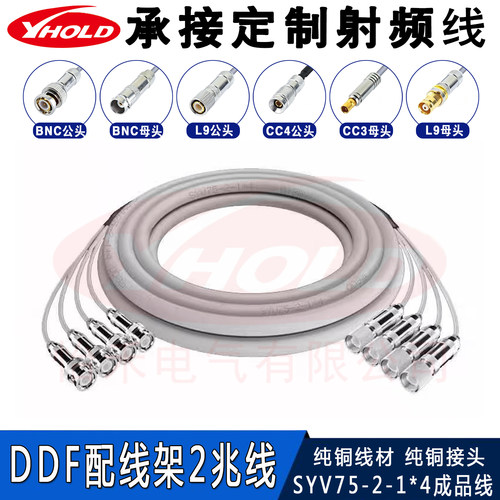 SYV75-2-1*4 2M线高频同轴电缆2兆线L9转BNC转CC4插头4芯成品跳线