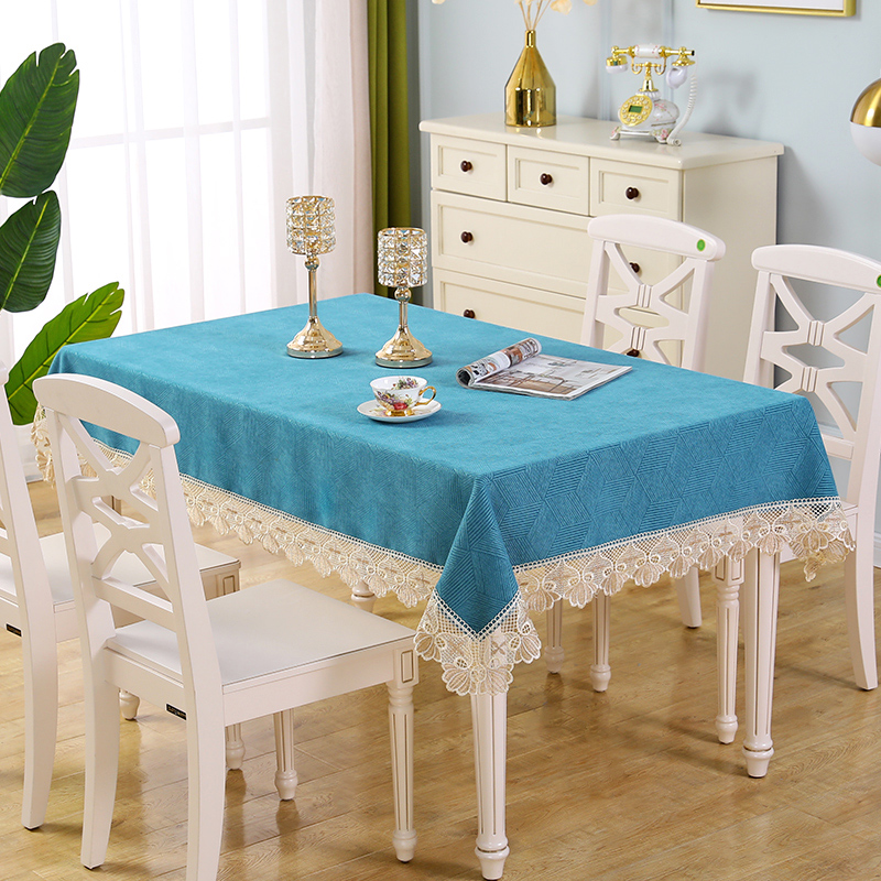 餐桌布轻奢纯色雪尼尔桌布