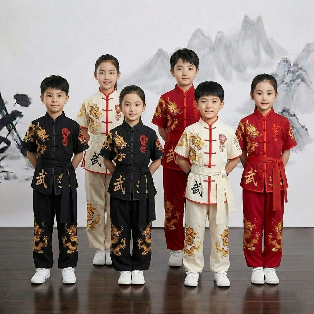 六一新款儿童武术服男女童功夫少儿表演服学生武术练功表演出服装