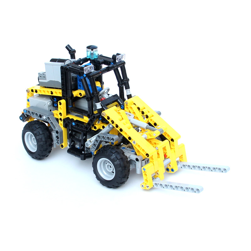 兼容迷你叉车模型科技齿轮电动