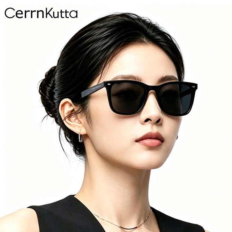 CerrnKuta新款时尚潮流透明框男女士尼龙偏光太阳镜