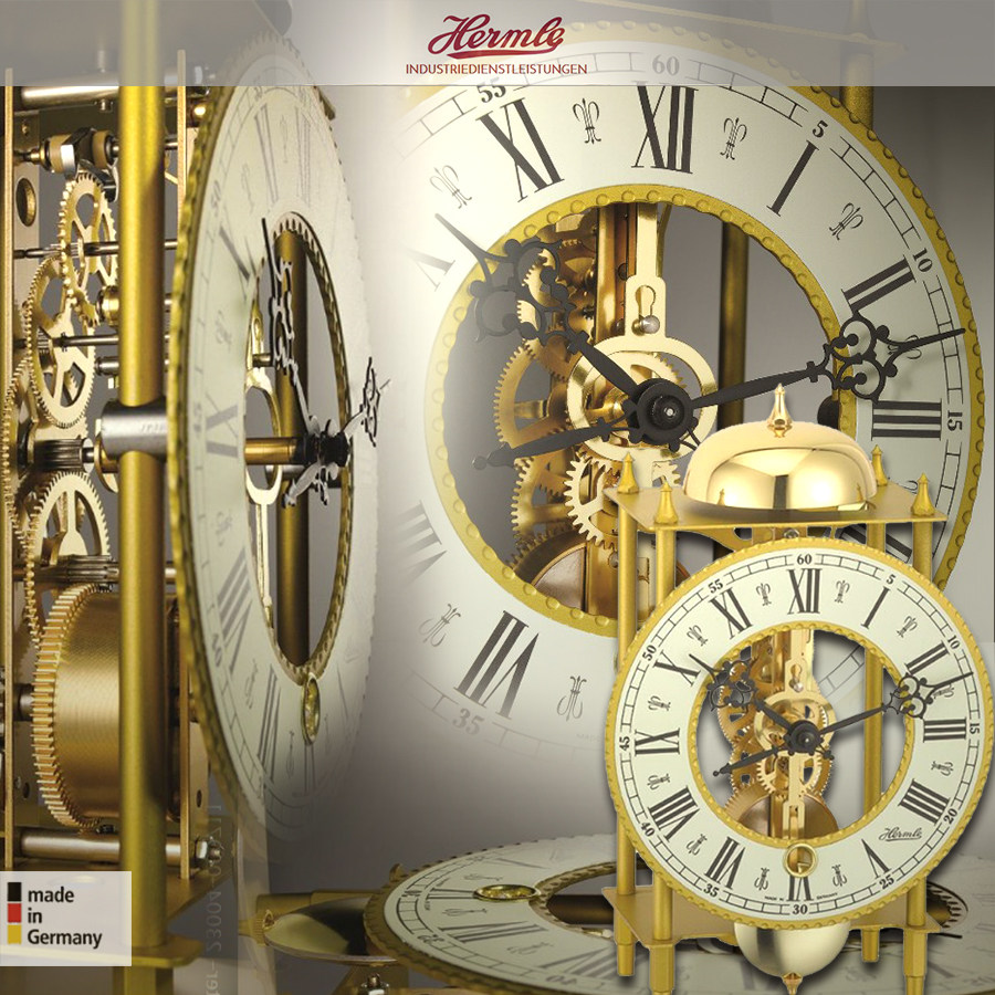 德国赫姆勒原装进口机械23004-000711复古骨架14天叮铃报时座钟