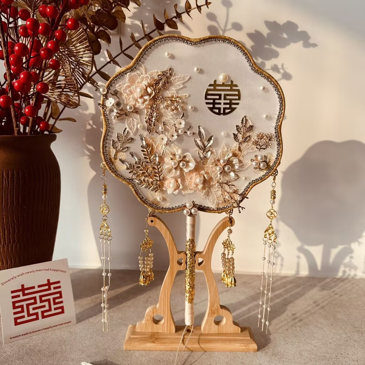 出嫁婚礼新娘秀禾团扇古风扇成品图片