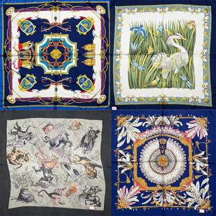 vintage古着女士丝巾欧美高雅复古长款 围巾飘带防晒S6夏季