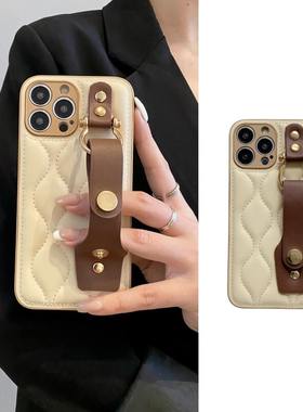 秋冬高级感皮质手腕带适用华为nova13pro手机壳12菱格11荣耀300/200羽绒服100小香风90pro小众magic6白色80