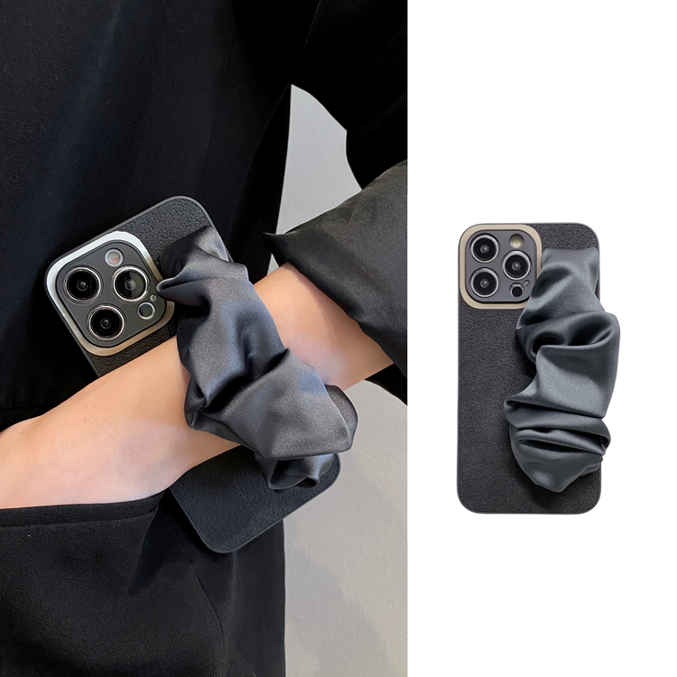 石墨灰褶皱丝巾手腕带适用华为nova11pro手机壳10可背带9斜挎挂绳8/7pro荣耀90秋冬80高级70/60软Magic5女4