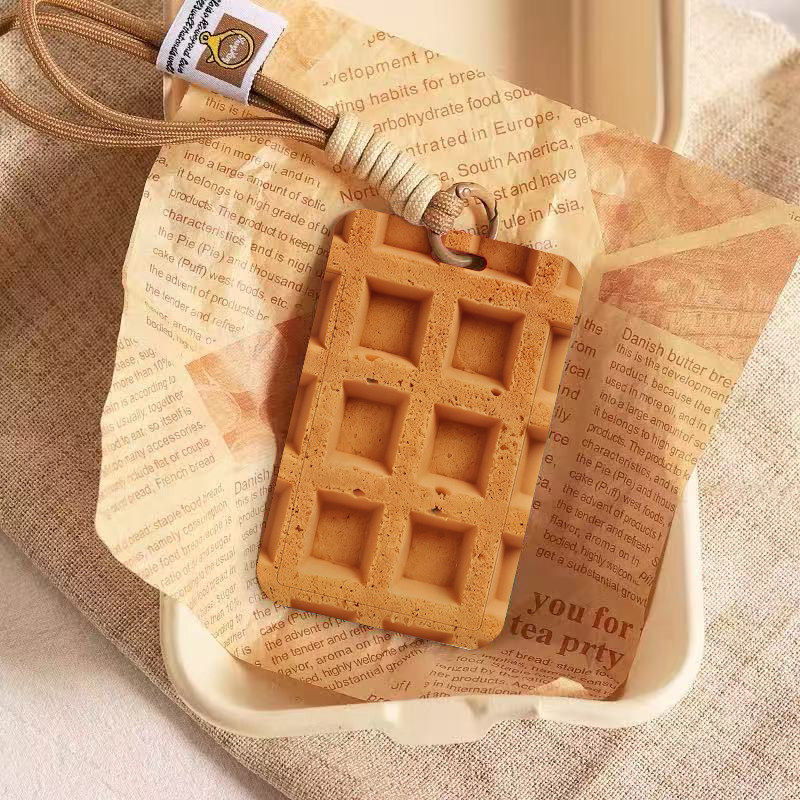 方块华夫饼干卡套饭卡公交地铁门禁工牌证件保护套搞怪挂包防丢绳