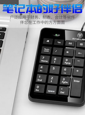雷魁 23键电脑有线usb数字小键盘外接笔记本台式办公商务通用迷你