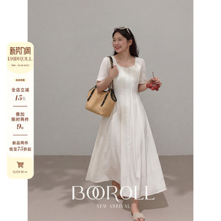 一件85折满2件75折 2新品 米白色收腰显瘦连衣裙春 潘不卷