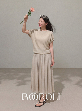 潘不卷[4/8-4/10新品一件85折满2件75折]法式蝙蝠袖针织衫套装春