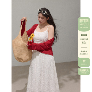 潘不卷大码 微胖mm杏色巨好看连衣裙2025夏轻奢高级感吊带长裙 女装