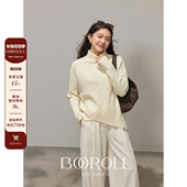 韩系杏色蝙蝠袖 潘不卷 高领毛衣 10新品 一件85折满2件75折