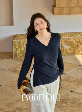 潘不卷01.25新品上新10:00PM下摆开叉V领修身T恤