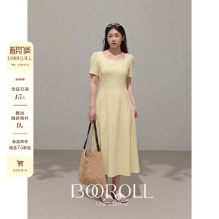 2新品 一件85折满2件75折 连衣裙春 潘不卷 黄色方领泡泡袖