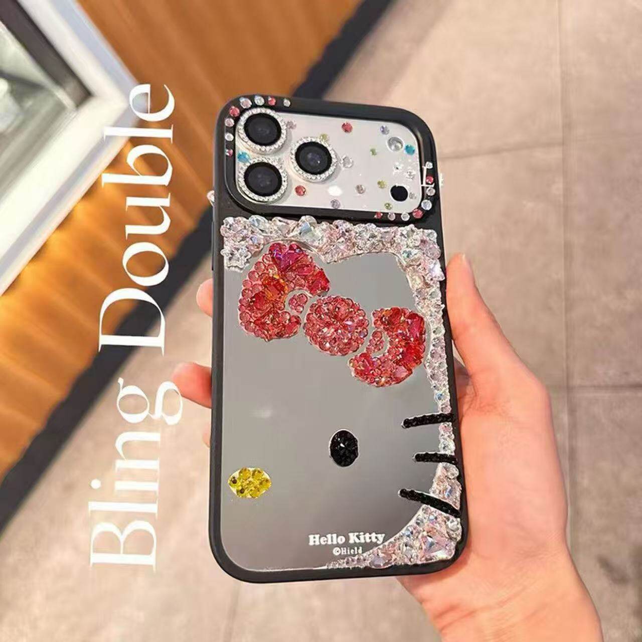 大脸Kitty水钻镜面防摔手机壳