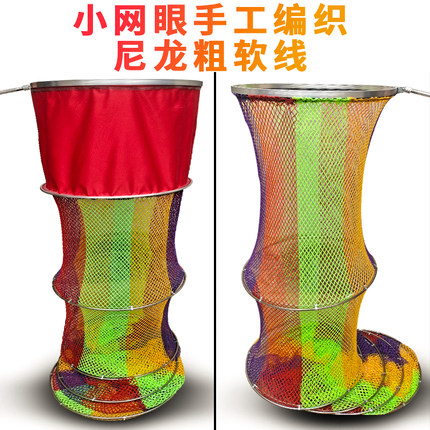 渔户垂钓鱼网装鱼袋手工编织尼龙小孔鱼护网兜不锈钢竞技渔护鱼篓