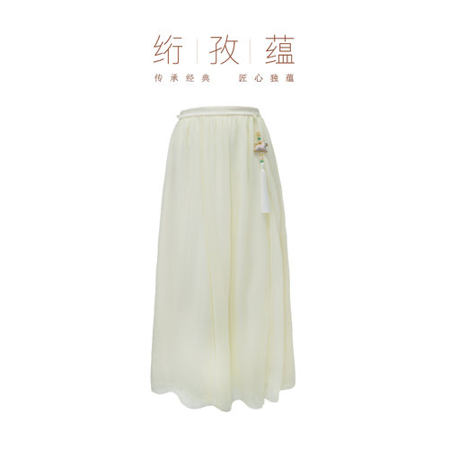 新中式国风100桑蚕丝花半身裙