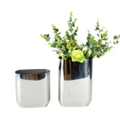 现代简约不锈钢弧形样板间花器 饰花瓶 餐厅客厅玄关台面装