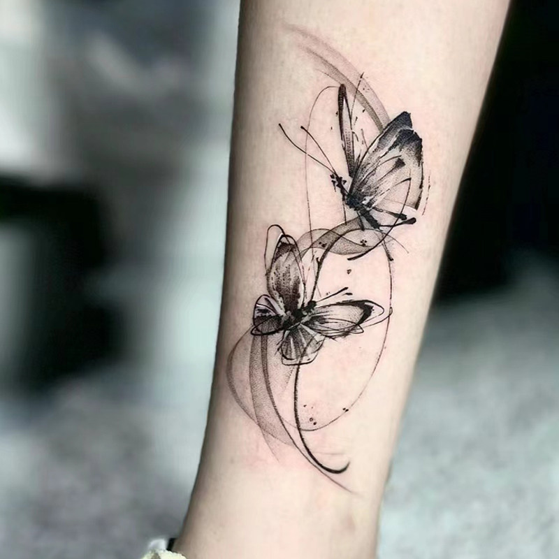 【2张蝴蝶】果汁纹身贴纸草本高级感防水不反光逼真持久脚踝ins风