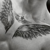 男士 果汁纹身贴草本半防水不反光胸口花臂持久男个性 2张翅膀