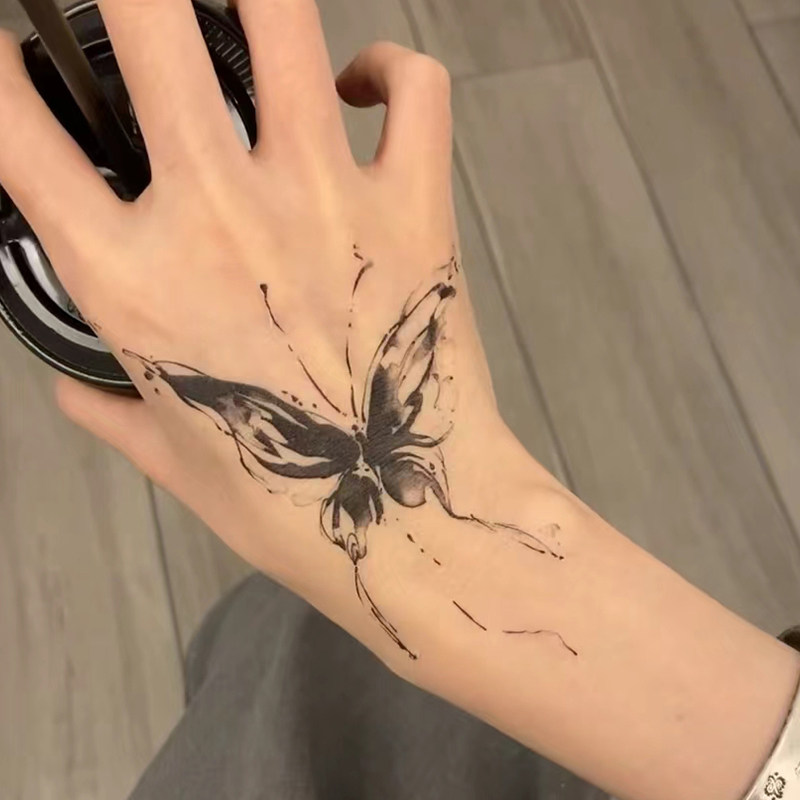 【2张蝴蝶】果汁纹身贴纸草本半永久防水不反光逼真持久手背ins风