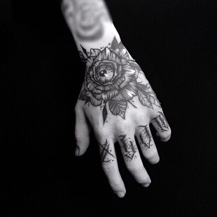 【一份2张】花手纹身贴防水男持久手背手上仿真潮欧美玫瑰花社会