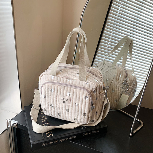 大容量妈咪包母婴包2024新款时尚帆布手提包百搭通勤托特包单肩包