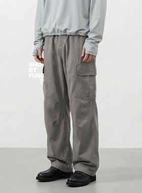 shortfuse春秋水洗美式日系做旧vintage水洗灰直筒工装长裤男