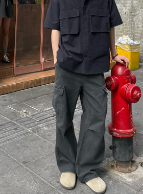 shortfuse美式cleanfit春秋复古水洗褪色休闲宽松直筒工装长裤男